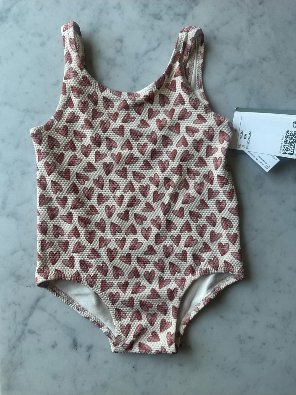NWT H&M Baby Girl Heart One Piece Swimsuit 9-12M